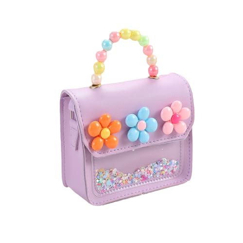 Girls Toddler Purse Flower Kids Purse Little Girl Crossbody Bag Birthday Gifts for 3-8 Year Old (Purple)