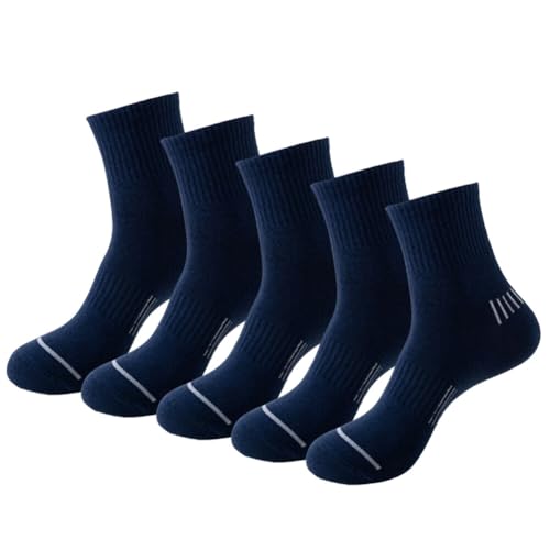 5 Pairs Women Thin Cotton Socks, Soft Cotton Bootie Socks Above Ankle Crew Socks, Men Sports Socks Mid Length Socks