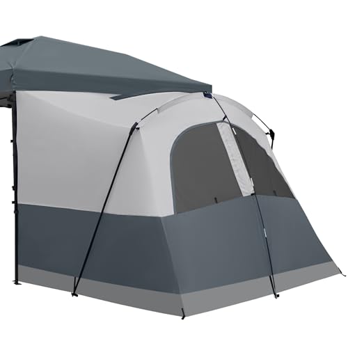 KAMPKEEPER Canopy Side Tent,4-6 Person Camping Cube Tent for 10x10 Pop Up Canopies,Easy Up Gazebo with Window,Compatible with 10' Wide Canopy Tents (Dark Grey)