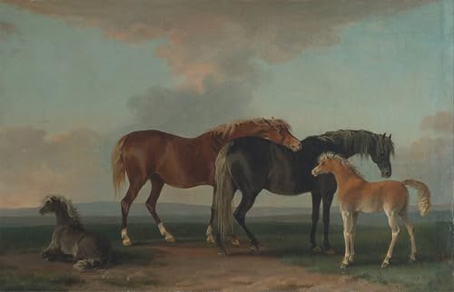 Tableau juments et poulains pour habiller un grand mur vide avec élégance