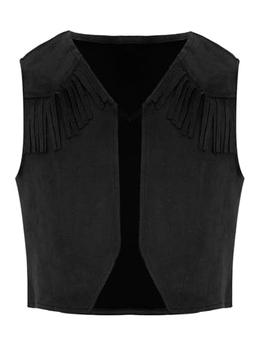 Moily Kids Boys Western Cowboy Vest Suede Tassel Jacket Outerwear Top Halloween Party Fancy Outfits3
