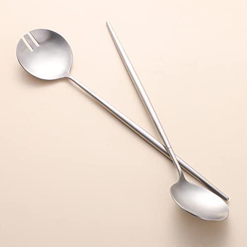 Zerophilo Salad Servers,Spoon And Fork Set 11.41 Inch,18/10 Stainless Steel Salad Serving Silver thumb #2