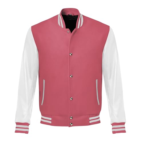 Image of Red And Black Letterman Jacket Men - Mens Black Varsity Letterman High School Baseball Bomber Jacket