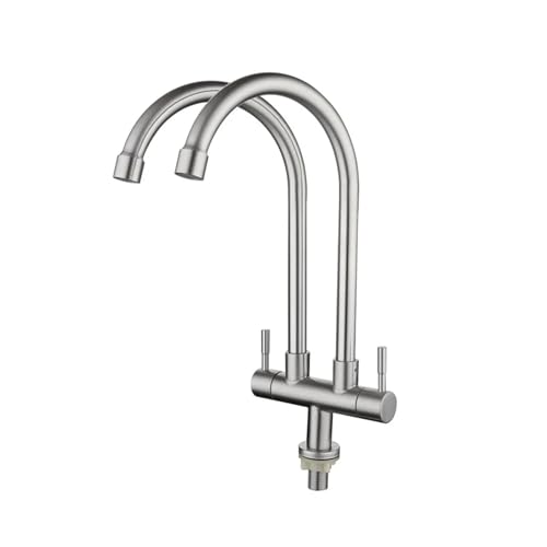 Robinet d'évier de cuisine en acier 304 inoxydable brossé à double poignée durable
