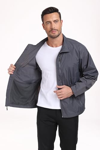 Mens Windbreaker Jackets Lightweight Packable Summer Jacket Men, Windproof and Dustproof Dark Grey2