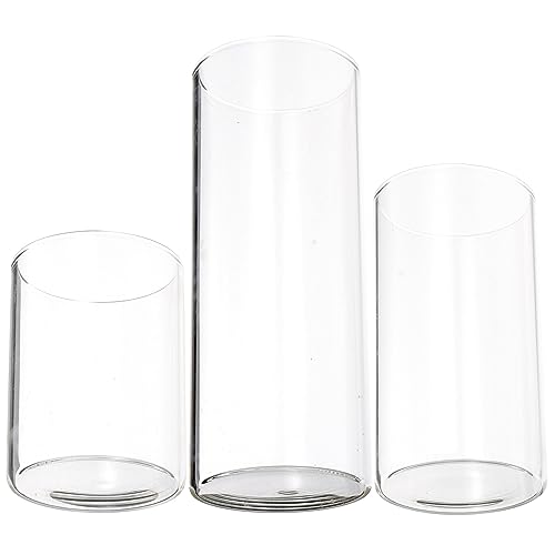 3pcs Glass Candle Cup Cylinder Candleholders Clear Candle Shades Clear Candle Holder Cylinder Candle Holders Household Candle Shades Tall Candle Holders for Pillar Candles