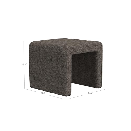 Image of HomePop 19 inch Modern Channel Tufted Ottoman - Dark Brown Boucle