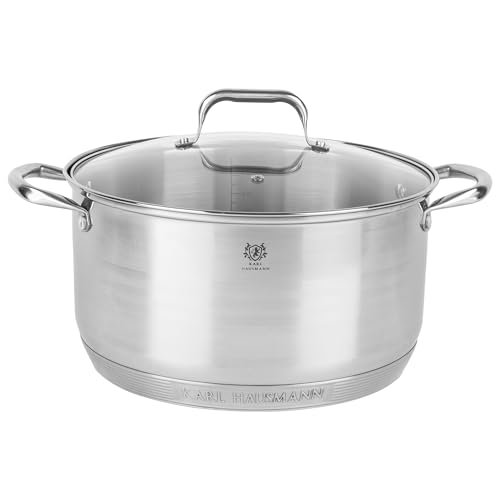 KARL HAUSMANN Faitout Inox - 6.1L - 25 cm - Marmite Induction en Acier Inoxydable 18/0 - Casserole...