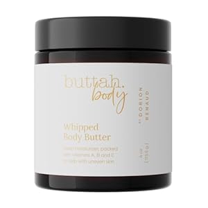 Buttah Skin by Dorion Renaud Whipped Body Butter 4oz – 100% All Natural & Organic (Hard in Jar) Pure Whipped Virgin Raw African Shea Butter – Moisturizer for Melanin Rich Skin – Black Owned Skincare