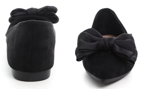 Image of SAILING LU Women's Pointed Toe Ballet Flats Bow Satin Dress Shoes for Women Dressy Comfortable Slip-On Loafers Ballerina Walking Flats