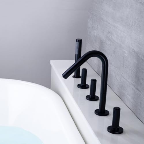 Robinets de bain doubles muraux dorés avec bec pivotant pour optimiser l'espace bain