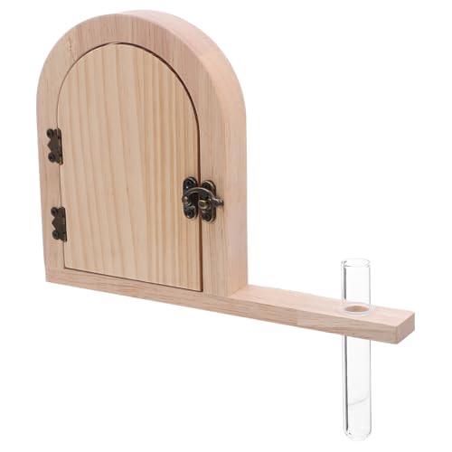 HOMSFOU 童話ドア形状 木製コンセントカバー 試験管花瓶付き ペット 保護 ソケットカバー 迅速取付け可能な リビングルームやバスルーム用
