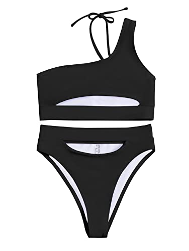 Lilosy Sexy Cutout One Shoulder Bikini Swimsuit Set for Women Brazilian Bathing Suit 2 Piece3