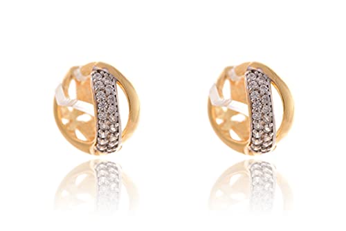 Brinco Argola com um Elo Liso e Outro Trabalhado em Zircônia Folheado em Ouro 18k