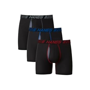 Hanes Paquete de ropa interior para hombre, paquete de 3, bolsa de apoyo total, calzoncillos tipo bóxer o baúles que absorben la humedad para hombres