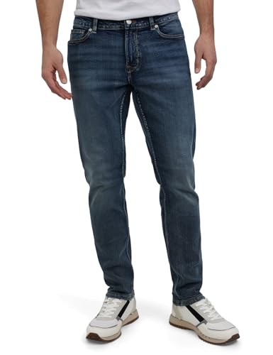 Image of DKNY Bedford Slim Fit Jeans for Men - Tapered Leg Stretch Denim Pants, Classic 5-Pocket Styling | Mens Slim Fit Jeans