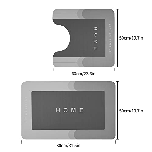 HONTIN Super saugfähiges Badezimmermatten-Set, 2-teiliges, schnell trocknendes Badematten- und U-förmiges… – Bild 3