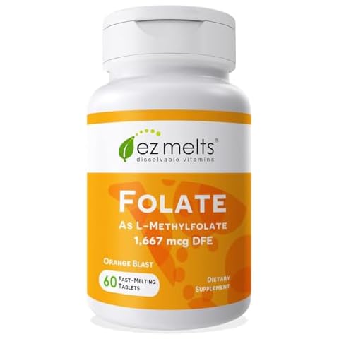 EZ Melts Dissolvable Folate 1,667 mcg, L-Methylfolate, Sugar-Free, 2-Month Supply Cover