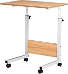 Zanbeel Laptop Table On Wheels Portable Desk Workstation Height Adjustable Tray On Wheels Tray Table Stand Multi-Use Home Desk For Elderly Over Bed Sofa Over Bed Table (Brown)