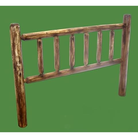 Midwest Log Furniture Torched Cedar Log Headboard [King Size] - Torched Burnt Brown/Solid Wood/Amish Handcrafted in USA Cover