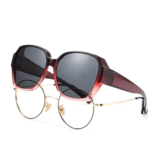 Cyxus Wrap Around Fit Over Glasses Mirror Polarized Sunglasses for Men Women UV Protection - Main Image