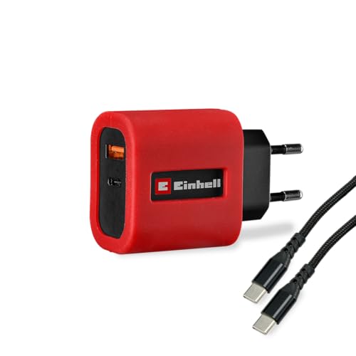Original Einhell Chargeur USB Rapide (65 W, Adaptateur USB-C + USB-A, câble USB-C Inclus, Bloc d’Alimentation pour Divers appareils, Accessoires pour Station électrique sans Fil Te-ES 18/150/1 Li-C)