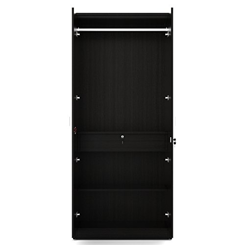Image of Spacewood Value Wardrobe | 3 Year Warranty | Almirah, Cupboard, Almari, 2 Door Wardrobe with Mirror, 1 Drawer (1 Lock Drawer) and 1 Hanging Space|Engineered Wood| Natural Wenge