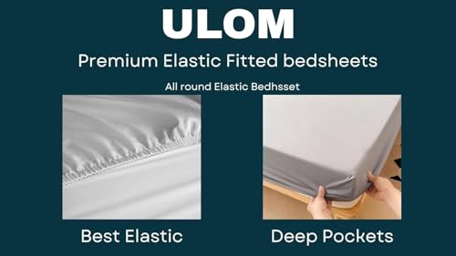 Image of 350 TC Premium Heavy Cotton Feel Elastic Fitted Bedsheet Queen Size with 2 Pillow Covers || Double Bed with All Around Elastic (White Black, Fitted - 72 inchx78 inch King)