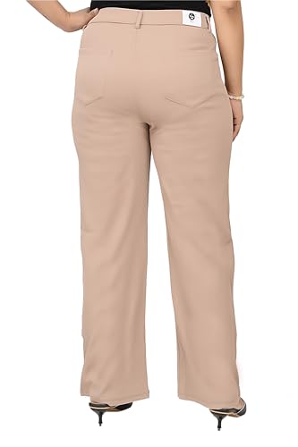 Image of Women's Wide Leg 4-Way Stretch Stripped Business Casual Pants Flexi Waist Wrinkle Resistant