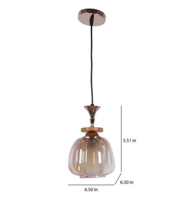 Image of ELIANTE Modern Glass Hanging Light for Living Room & Dining Area | Metal Ceiling Lamp with Elegant Glass Shade | 3 Years Warranty | Free Bulb (Velante)