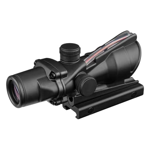 SPINA OPTICS 4x32 Scope Hunting Scopes Optical Sight Real Red/Green Fiber Horseshoe Scope Black(red Fiber Horseshoe) Cover