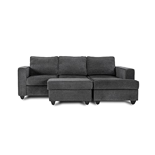 Image of Wakefit Sofa Set | 3 Year Warranty | Sofa 2 Seater, 2 Seater Sofa for Living Room, Wooden Sofa Set, Couch Sofa for Living Room, Sofa for Living Room - Napper(Malphino : Smoke Grey)