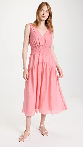 Image of Vince Women's Sleevels V-Neck Smocked Dress