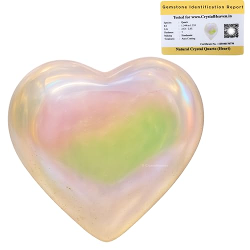 Image of Crystal Heaven Certified Aura Quartz Heart Palm Pebbles Stones For Anxiety Stress Relief Massage-Aaa Grade Original Healing Gemstone Agate Heart Palm Stone For Yoga Meditation Spiritual