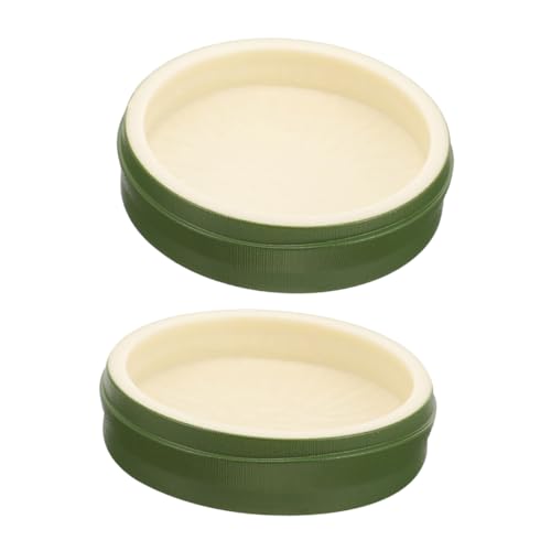 LIOOBO 2Pcs Reusable Simulation Feeding Bowl for Small Reptiles Round Water Dish for Lizards Turtles Snakes Versatile Chameleon Feeder Portable for Easy Placement
