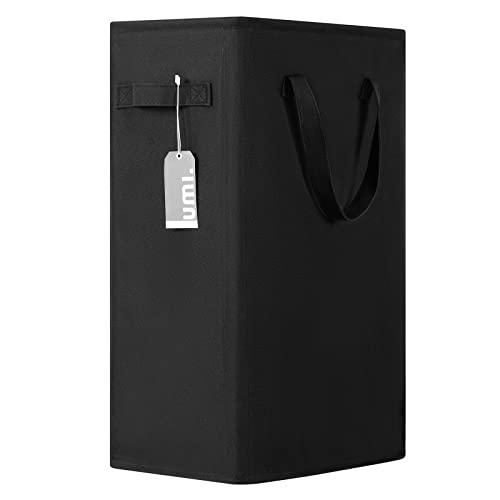 Amazon Brand – Umi Panier à Linge Mince 45L avec Poignées Petit Panier à Linge Portatif Panier à Linge Mince et Étroit