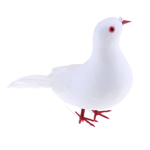 B Blesiya Decorative Foam Doves Bird Figurine Little Bird From Artificial And Plastic Deco Figurine Deco Birds - White, 2