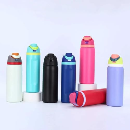 Image of FreeSip Gym Water Bottle with Straw & Chug Lid - Leak Proof Push Button Opening, BPA Free, Large Capacity Sports Bottle with Carry Handle (Light Pink, 960 ML)