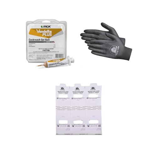 Vendetta Plus - Cebo de gel para cucarachas + 1 par de guantes y 3 monitores de insectos