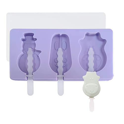 PET Série Ice Cream Moules en silicone avec couvercle 3 cavités Manche Moules à cake Artisanat de dessert Outil de cuisine