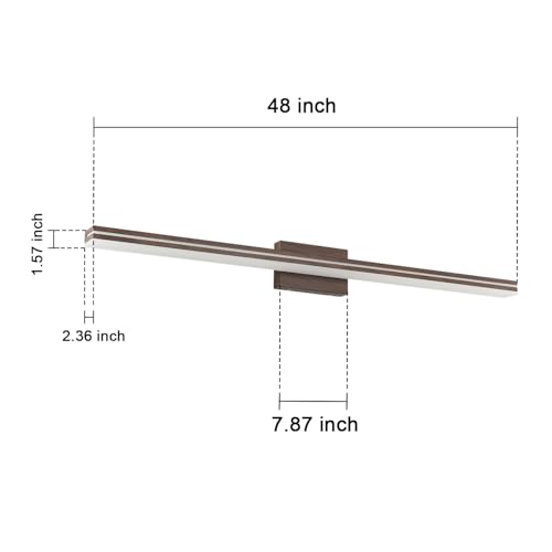 Image of SineRise 48-Inch LED Modern Bathroom Vanity Light Bar, Brown Modern Acrylic Bathroom Wall Lighting Fixtures Over Mirror (Cool White 6000K)