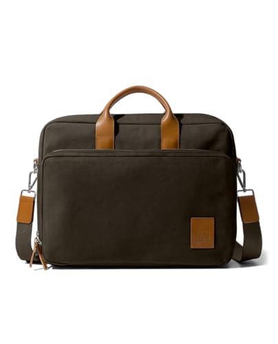 Image of DailyObjects 100% Cotton Canvas Commute Laptop Messenger Bag for Men & Women | Travel Shoulder Handbag With Trolley Sleeve | Metal Zip Closure | Leather Handles | Padded Laptop Compartment For 14 inch