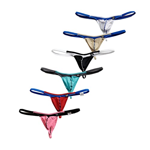 Men's Comfort Thong Thin Ice Silk Underwear Low Waist Elastic T Pants(6Pairs)