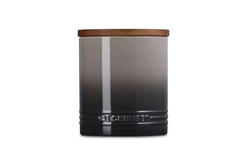 Image of Le Creuset Signature XL Salt Cellar and Storage Canister with Wood Lid, 1.2 qt., Oyster