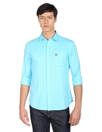 Image of U.S. Polo ASSN. Men's Solid Spread Collar Premium Cotton Dobby Tailored Fit Shirt