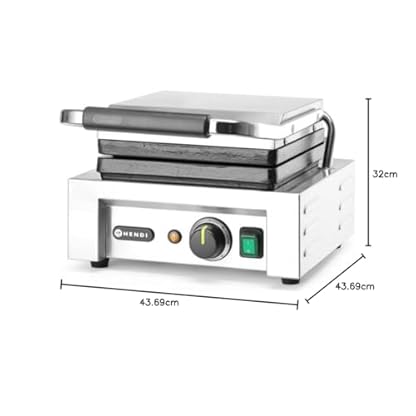 HENDI Waffeleisen 'Liège', Zwei 4x6 Quadrat-Muster, mit Waffelgabel, Temperatur stufenlos regelbar, antihaftbeschichtete Platten aus Gusseisen, 230V, 1500W, 320x437x(H)251mm, Edelstahl – Bild 7