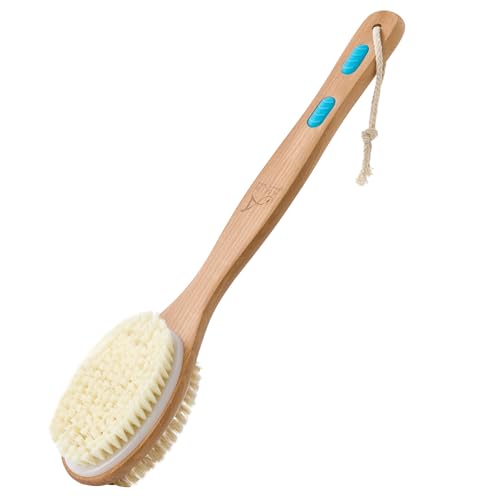 Back Scrubber Long Handle Bath Brush — Soft & Stiff Bristles for Wet & Dry Exfoliating, Anti-Slip Shower Brush for Women, Men & Elderly