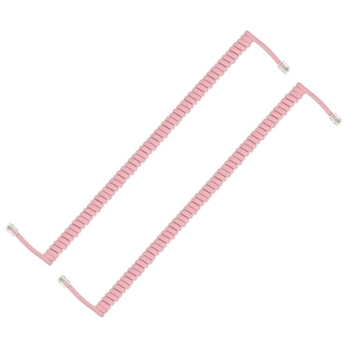 PATIKIL 2 Cavi Telefonici Per Telefoni Fissi, 4 Metri (Avvolti 0.6 Metri) RJ9/RJ10 4P4C Cavo Universale Per Telefono Fisso Accessorio Per Apparecchio Telefonico, Rosa Chiaro