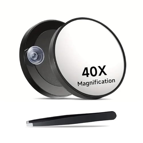 ZHYTUAL Espejo Aumento 40x Ventosa Espejo Aumento con Ventosa Espejo Maquillaje Aumento Espejo Mano Permite Aplicación Precisa Maquillaje Y Modelado Cejas