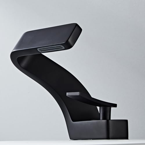 Robinet cascade de salle de bains en laiton noir mat élégant